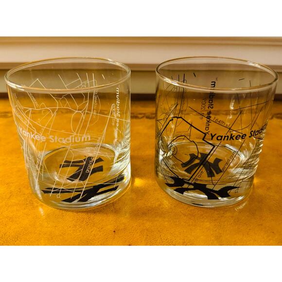 MLB New York Yankees Baseball Ballpark Map Rocks Whiskey Glasses Set of 2 NEW - Picture 10 of 16